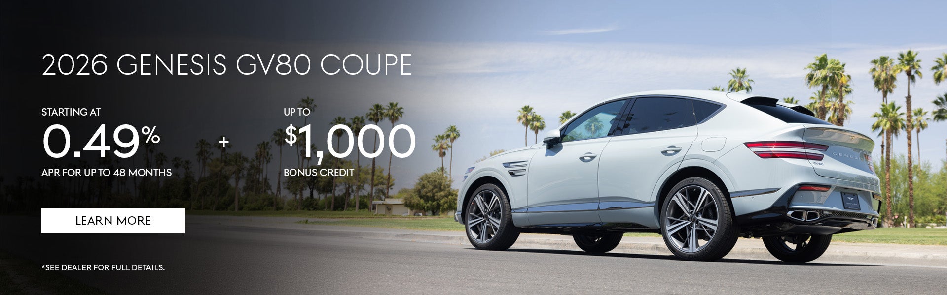 2026 Genesis GV80 Coupe APR and bonus cash