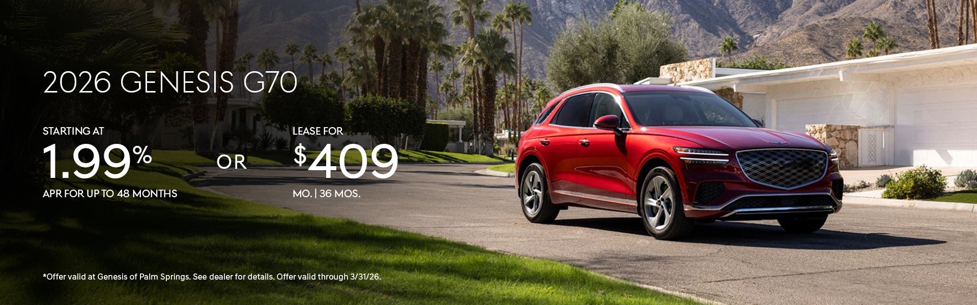 2026 Genesis G70 Specials Banner